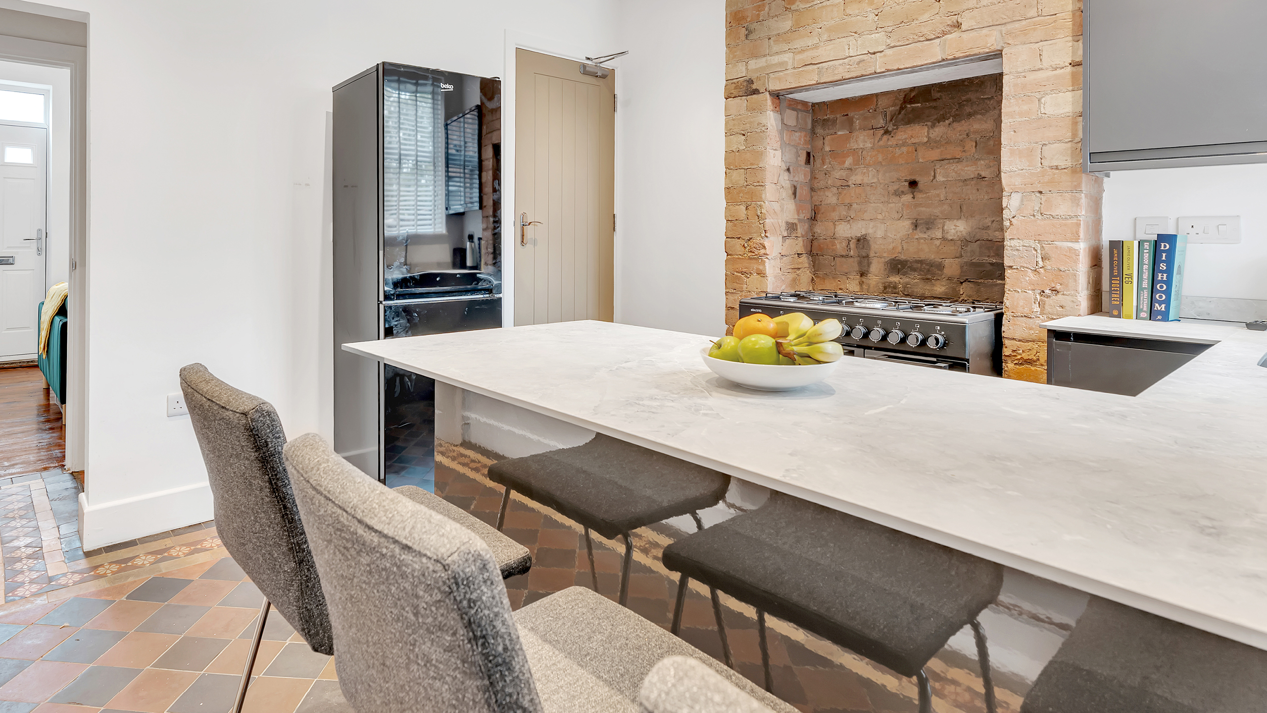 Key in lock of open door